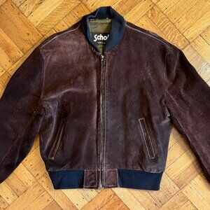 Vintage 1980s Schott NYC Brown Cowhide Leather Bomber/Blouson Size 46